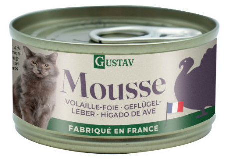 Mousse Gustav pour chat volaille et foie 85g